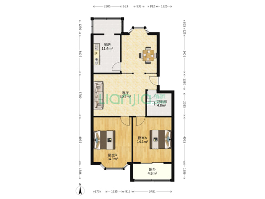 红旗小区 2室1厅1卫 93平方