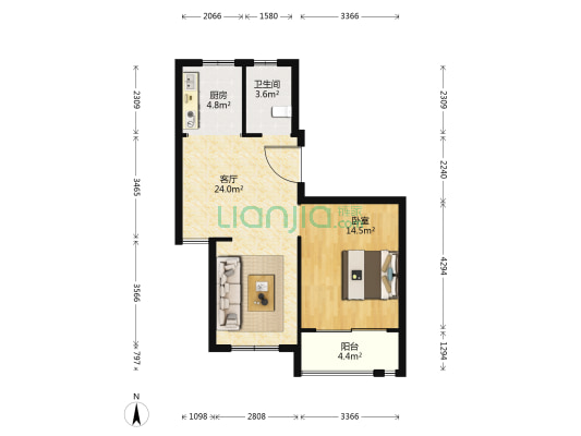 西大街花园 1室1厅1卫 83平方