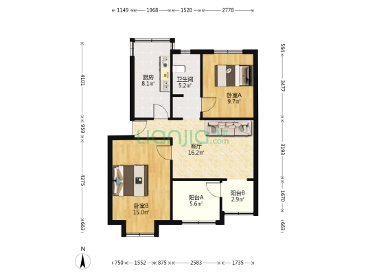 联社巷 2室1厅1卫 76平方