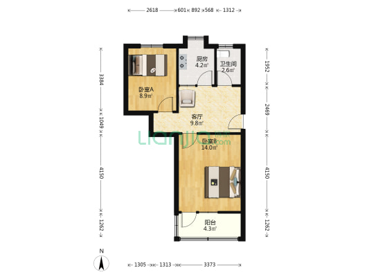钢红北区 2室1厅1卫 53平方