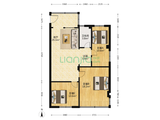 瓮菜塘 3室1厅1卫 79平方