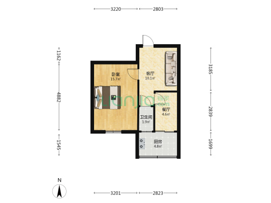 丛台路四十八号院 1室2厅1卫 40平方