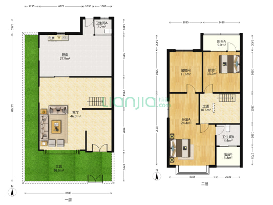 林华小区 2室1厅2卫 197平方