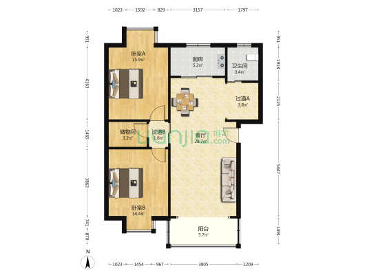 东巷口商住楼 2室1厅1卫 100平方
