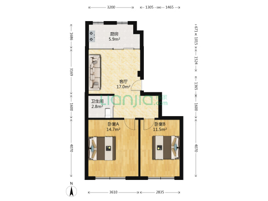 常欣家园三区 2室1厅1卫 67平方