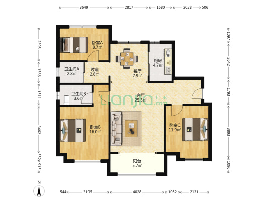 碧桂园·时代澜湾 3室2厅2卫 123平方