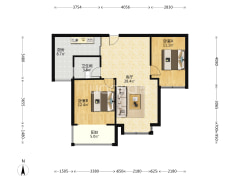 房子是全阳两居，精装修  户型方正-涿州天伦湾馨园户型图
