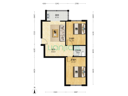 柳江里(塘沽区) 2室1厅1卫 65平方