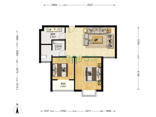 万宁华府 2室1厅1卫 86平方