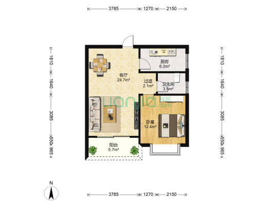 鹏晖新天地 1室1厅1卫 58平方