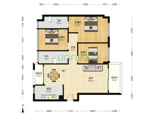 广银海悦湾 3室1厅2卫 112平方