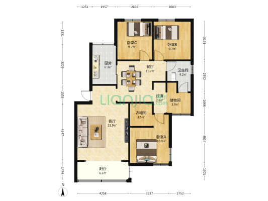 胡湾里二街 3室2厅1卫 109平方