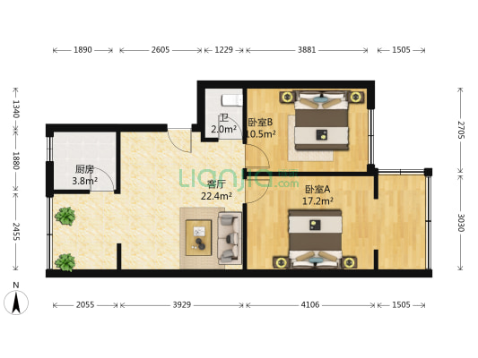 工农院街64号 2室1厅1卫 71平方