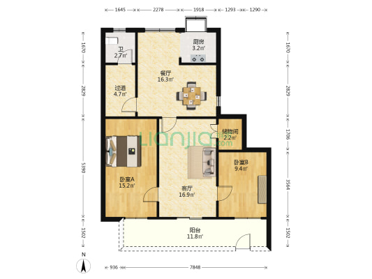 紫阳路147号 2室2厅1卫 86平方
