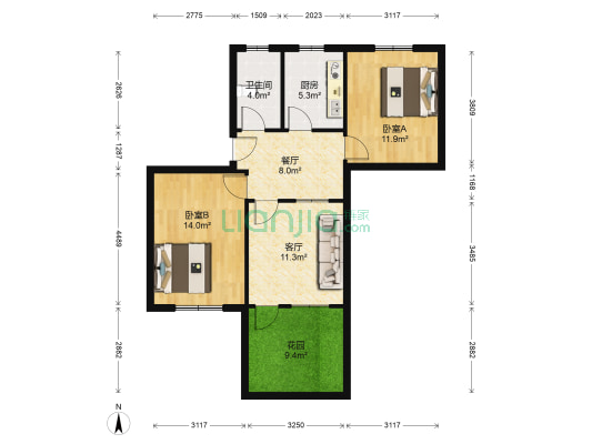 蔡山路34号 2室2厅1卫 68平方