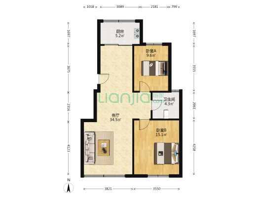联谊路79-88号 2室1厅1卫 91平方