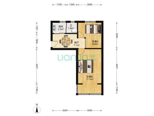 骆驼桥东河下 2室1厅1卫 47平方