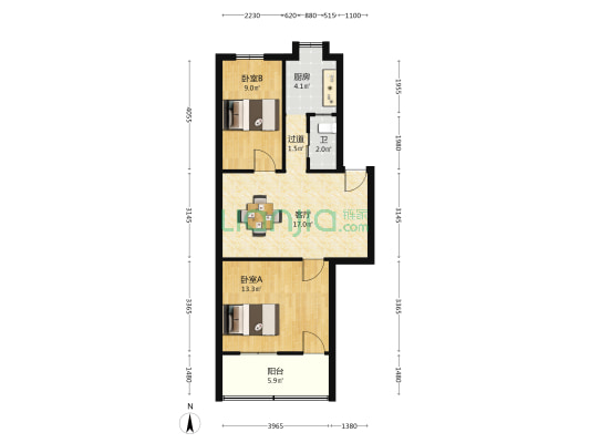 土地庙 2室1厅1卫 60平方