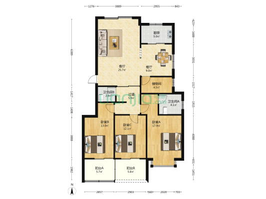 宏泰凤凰城 3室2厅2卫 133平方