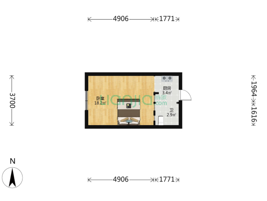 酷时代公寓 1室0厅1卫 34平方