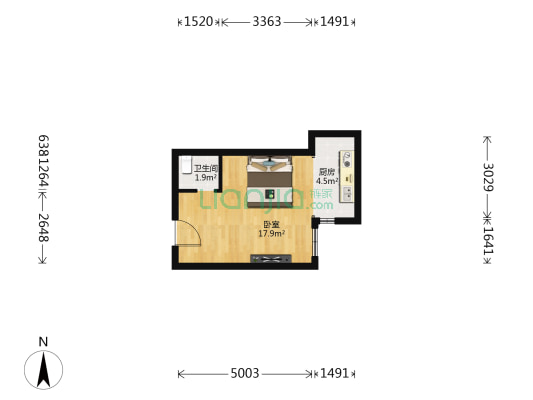 信德园二期（考拉社区） 1室0厅1卫 34平方