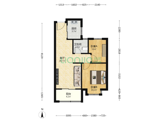 七乡雅苑北园 2室1厅1卫 67平方