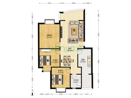 家珍花园 2室1厅1卫 101平方