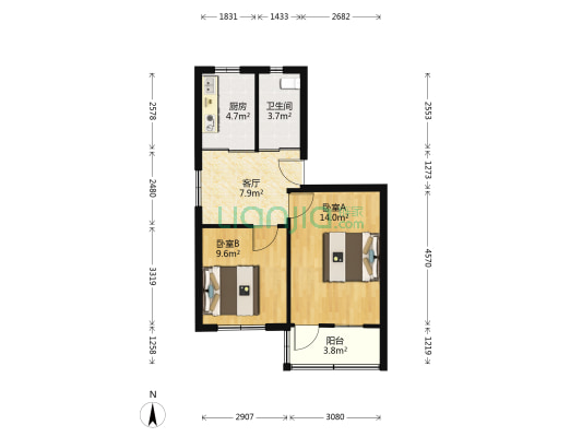墨子巷 2室1厅1卫 57平方