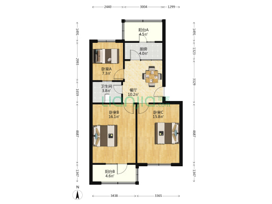 兰州石化设计院家属院 3室1厅1卫 78平方