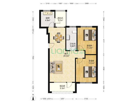 海湾新城六期 2室1厅1卫 87平方