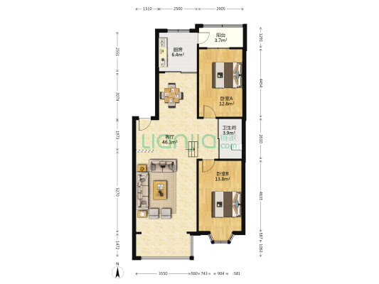 浅草绿阁三期 2室1厅1卫 102平方