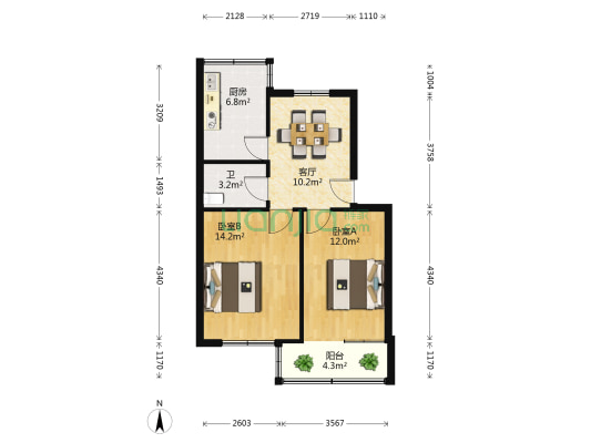 绢纺四邨 2室1厅1卫 58平方
