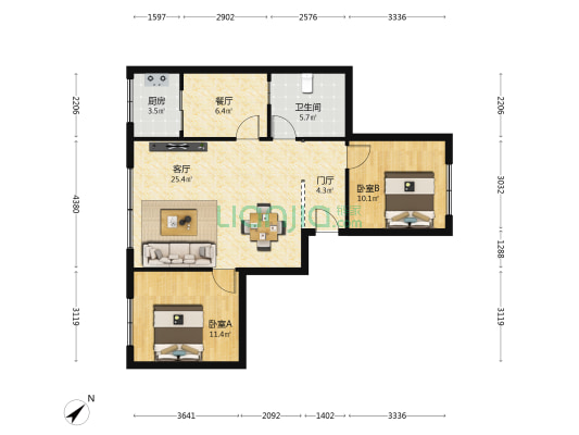 物资金龙小区 2室2厅1卫 83平方