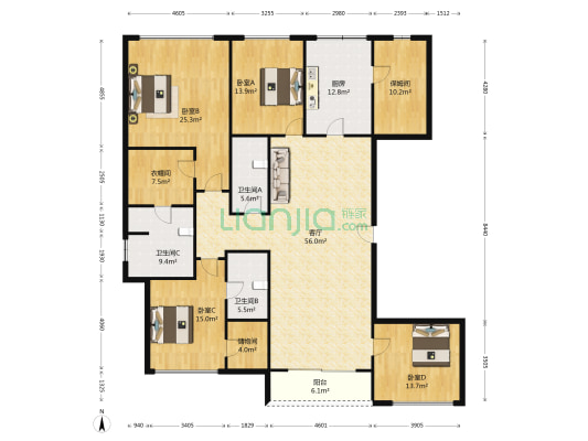 万达御湖世家 4室1厅3卫 270平方