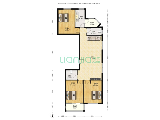 鑫水园 3室1厅2卫 151平方