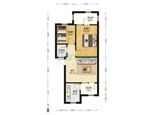 江岸小区曦江里 2室1厅1卫 63平方
