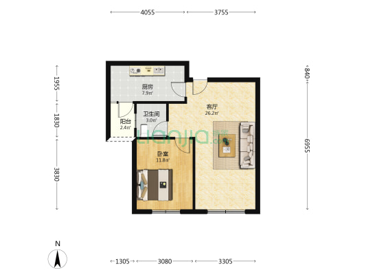 光相越府 1室1厅1卫 74平方