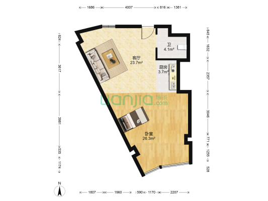 希尔顿公馆 1室1厅1卫 110平方