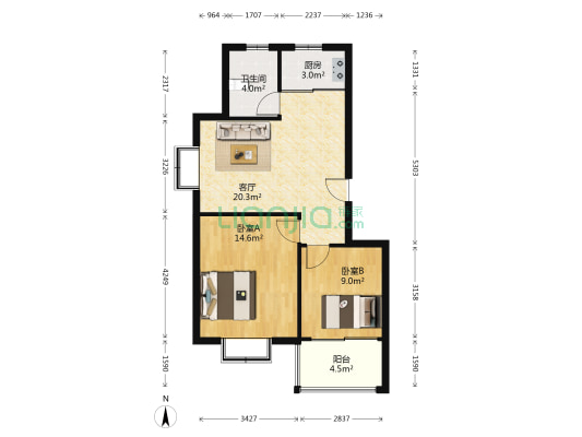 新晨佳苑南区 2室1厅1卫 72平方