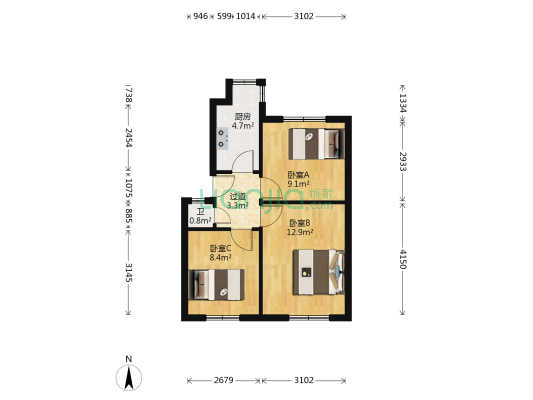景苑小区 3室0厅1卫 51平方