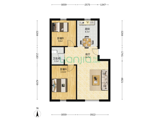 昌和岭秀小区 2室1厅1卫 82平方