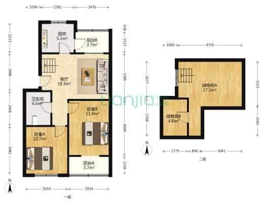 博才里 2室1厅1卫 78平方