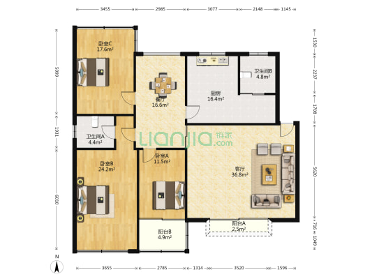 白马庙巷37号 3室2厅2卫 158平方