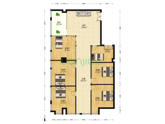 金明财富中心 6室1厅0卫 245平方