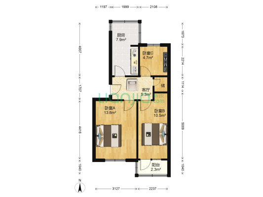 党校街南首单位房铁路留守处 3室1厅0卫 45平方