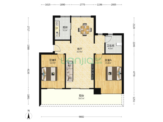 合肥桃李春风 2室1厅1卫 98平方