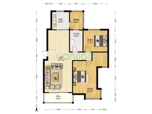 城标尚郡 2室1厅1卫 118平方