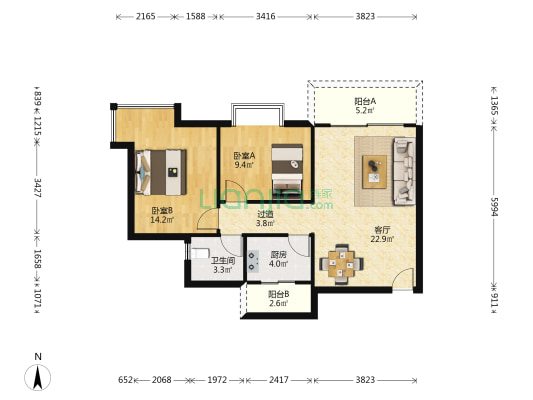 翠景园 2室1厅1卫 79平方
