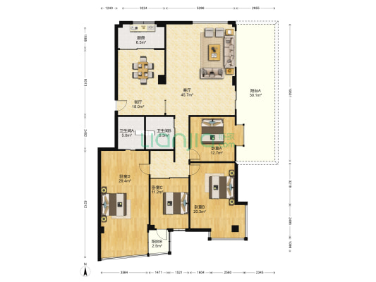 大发商厦 4室2厅2卫 188平方
