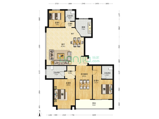 林凯溢金湾 4室1厅3卫 194平方